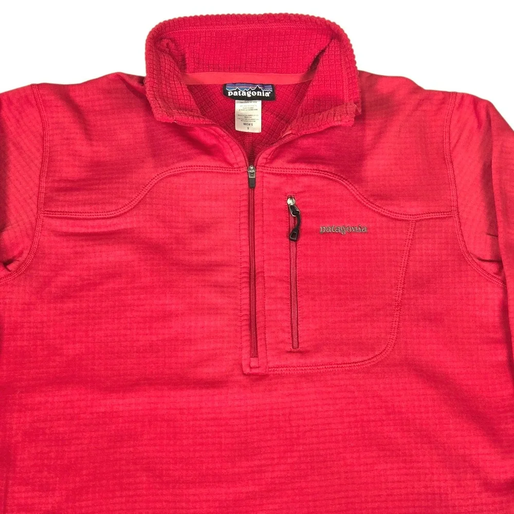 Patagonia R1 Fleece Pullover Mens‎ S Womens Medium Red 1/4 Zip Polartec